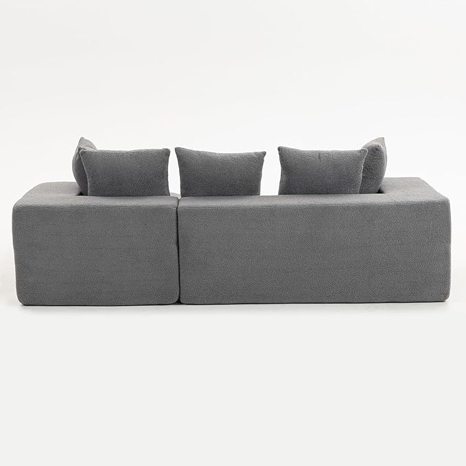 KEIKI L-Shape Cloud Sectional Sofa, 96” Modern Modular Boneless Couch with Left Chaise Lounge, Upholstered Couches for Living Room Bedroom, Grey