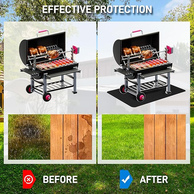 48" x 90" Extra Large Under Grill Mat for Outdoor Grill,Double-Sided Fireproof Grill Pad,Indoor Fireplace/Fire Pit Mat,Oil-Proof Waterproof BBQ Protector Mat for Decks and Patios