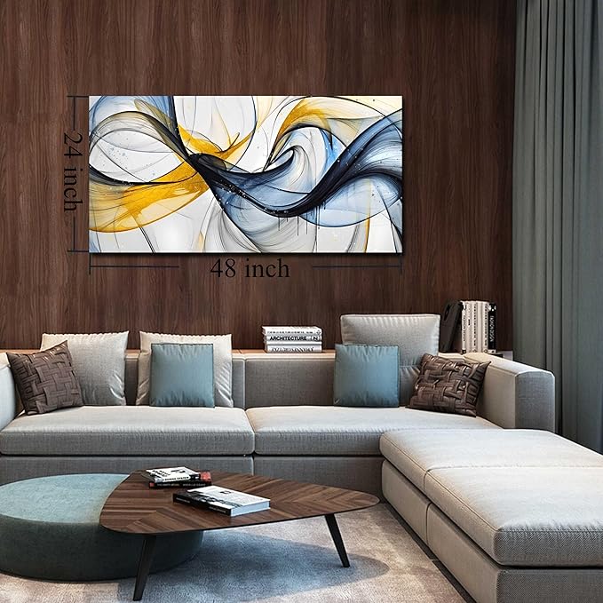 Modern Wall Art for Living Room - Abstract Wall Art for Bedroom Decor Ready to Hang Size 24" x 48"
