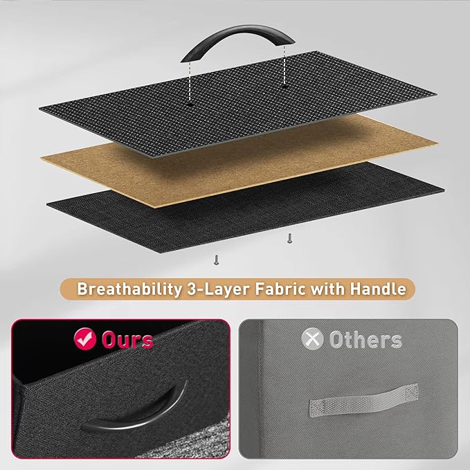 Tall Dresser for Bedroom, Vertical Storage Organizer Tower with 7 Drawers, Chest of Drawers with Fabric Bins, Steel Frame, Wood Top for Bedroom, Closet, Entryway- Black