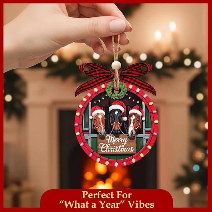 Horse Christmas Ornaments 2025 - Horse Gifts for Girl - Farmhouse Christmas Decorations - Gifts for Horse Lovers Women - Animal Ornaments - Farmhouse Decor - Animal Lovers Gift