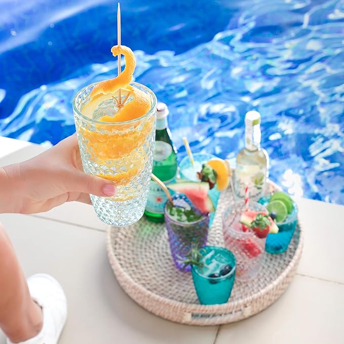 BELLAFORTE - Shatterproof Tritan Plastic Tall Tumbler Teal- 19oz, set of 4, Laguna Beach Drinking Glasses - Dishwasher Safe Tumblers - Unbreakable Drinkware for Indoor and Outdoor Use, BPA Free