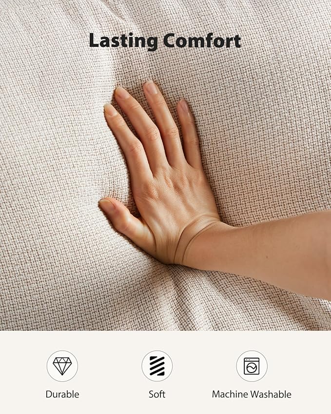 Pipishell 3 Seater Sofa Couch with Deep Seats and Wide Armrests, 89" Couches for Living Room, Comfy 3-Seater Futon Sofas, Modern Upholstered Couch with Removable Washable Cover, Linen Fabric, White