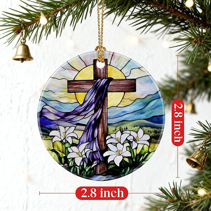 Cross Ornament | Christian Christmas Ornaments, Religious Christmas Decorations, Hanging Ornaments for Tree | Religious Decor, Christian Faith Gifts | Easter Gifts, Baptism Gift, Confirmation Gift