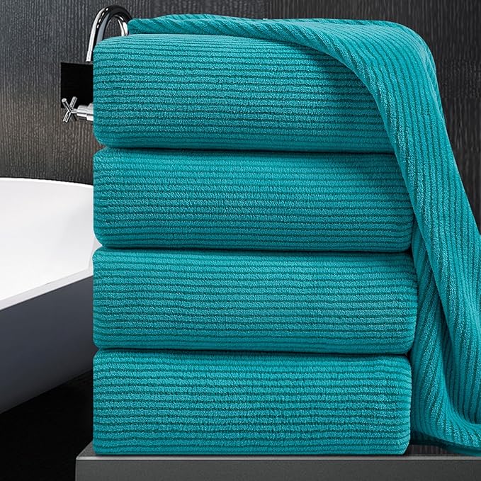 4 Piece Bath Towel Set 35"x70"Oversized Bath Towel for Bathroom Ultra Soft Fluffy Extra Large Bath Sheet Luxury Premium Bathroom Towel Highly Absorbent Quick Dry Shower Towel for Hotel Spa,Turquoise