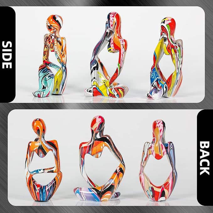 Thinker Statue Gold Decor Abstract Art Sculpture, Golden Resin Collectible Figurines for Home Living Room Office Shelf Decoration,Great Gifts Ideas (Multicolour)