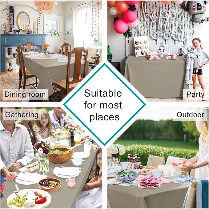 Hiasan Taupe Rectangle Tablecloth - Waterproof Washable Polyester Fabric Table Cloth for Buffect Dining Birthday Party Wedding, 30 x 60 Inch