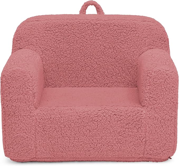 Delta Children Sherpa Cozee Chair - Foam Kids Chair for Ages 18 Months and Up, Rose