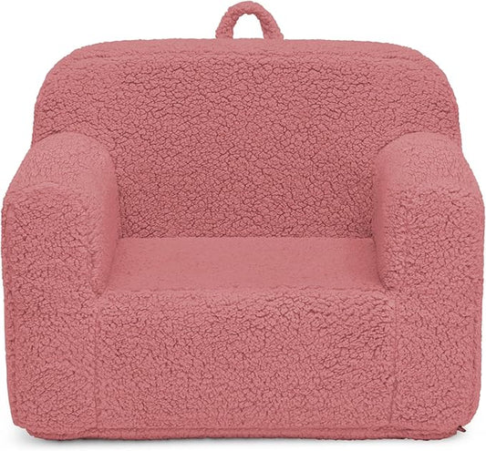 Delta Children Sherpa Cozee Chair - Foam Kids Chair for Ages 18 Months and Up, Rose