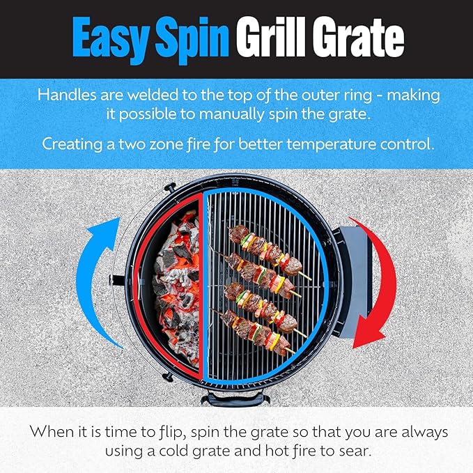 SnS Grills Slow ‘N Sear® 5-Piece Cooking System - Patented Charcoal Basket with Removeable Water Reservoir, EasySpin Grate, Drip Pan for Low ‘N Slow Smoking & Charcoal Grilling on Big Green Egg LG