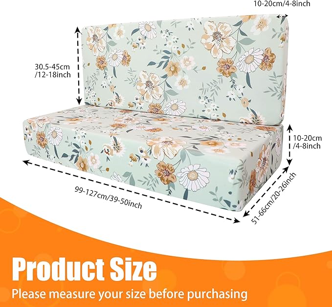 Rv Dinette Cushion Covers,Printing Stretchable Camper Cushion Cover,RV Cushion Slipcover,Rv Couch Cover Replacement for RV Camper Car Bench,2 Backrest Covers and 2 Bench Covers (Blossoming Flowers)