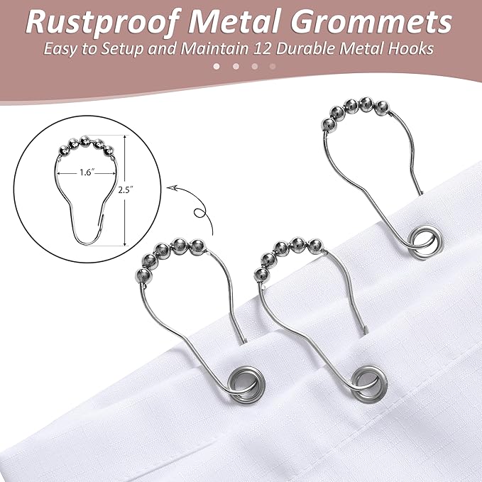 Naturoom Canyon Rose Shower Curtains for Bathroom,Ombre Cloth Fabric Shower Curtain Set with 12 Hooks Canyon Rose Bathroom Decor 72 x 72