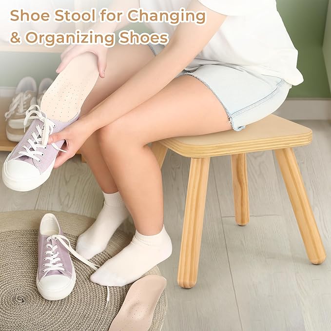 Step Stool for Kids, Wooden Toddler Step Stool Fits with Sensory Table, Sturdy Sitting Stool with Four Detachable & Assembled Legs for Bathroom Sink, Kitchen, Bedroom, Plant Stand