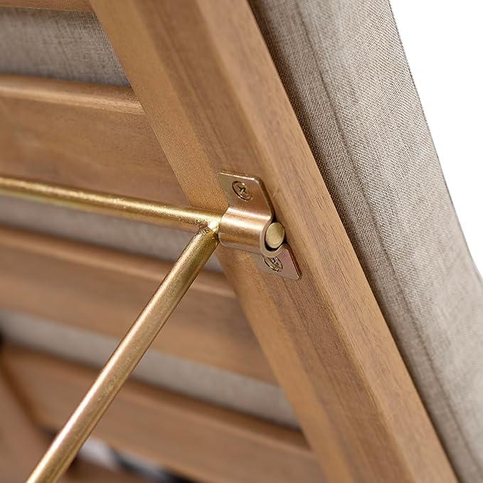 Christopher Knight Home Brolen Acacia Wood Chaise Lounge Chair Outdoor Set of 4, Patio Outdoor Chaise Lounge with Cushions, Adjustable Backrest Lounge Sofa, Wooden Sunbathing Pool Lounger, Teak+Beige