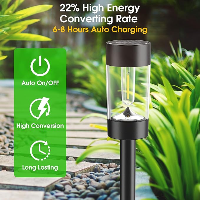 Solar Lights Outdoor, 12 Pack Waterproof Solar Landscape Lighting for Pathway Garden Yard Path Walkway Driveway Lawn Patio Outside Decor, Cool White