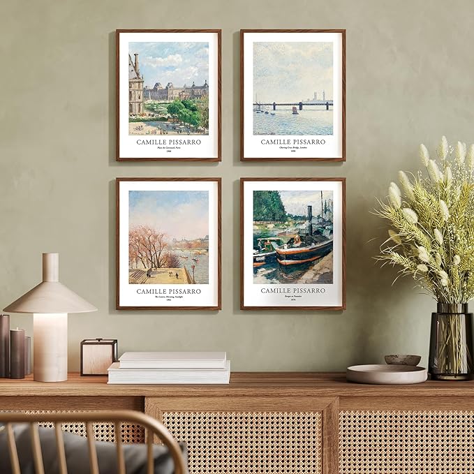 EVOLE HOME Camilie Pissarro Art Prints, Set of 4 Wall Art, Unframed 11x14 Art Prints, Giclée Prints, Impressionism Art Poster for Home Decor, Office Wall Decor, Gift for Men, Women
