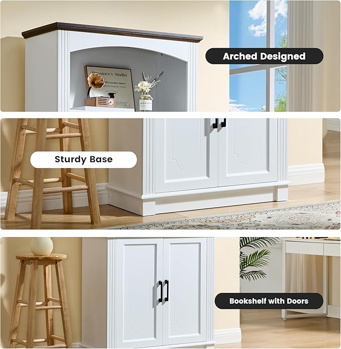 White 5 Tier Book Shelf and Bookshelf with Storage Cabinet Doors, 72 Inch Tall Bookcase, Wooden Cube Storage Organizer, Kids Bookshelf, Display Cabinet for Bedroom Furniture, Living Room, Pantry