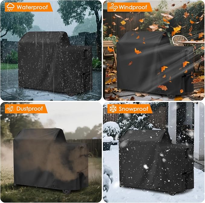 Grill Cover for Traeger Woodridge Electric Wood, 600D Waterproof Cover for Traeger Woodridge Grill, Pellet Smoker Grill Covers Accessory, 52" L x 28" W x 46" H