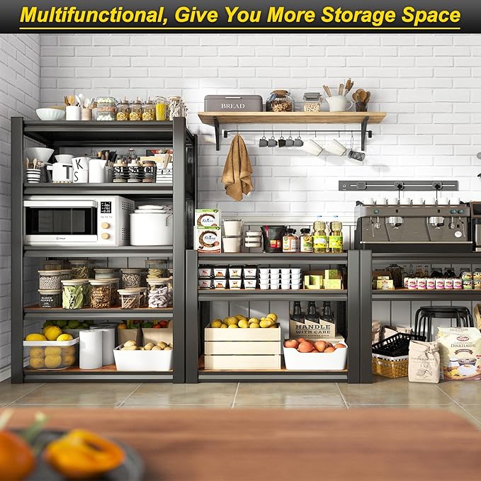 REIBII Storage Shelves 2500LBS Metal Shelving Adjustable Garage Shelving 5 Tier Garage Storage Shelves for Closet Kitchen Pantry 24.4''W X 16.4''D X 60''H