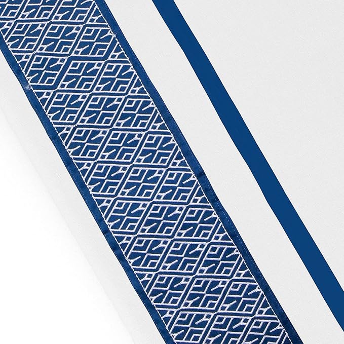 1000 TC Embroidered Duvet Cover Oversized King Size Set 100% Egyptian Cotton - Luxurious 1 Comforter Cover 2 Pillow Shams - 3 PC Quilt Cover Hotel Quality Bedding (White & Navy Blue)