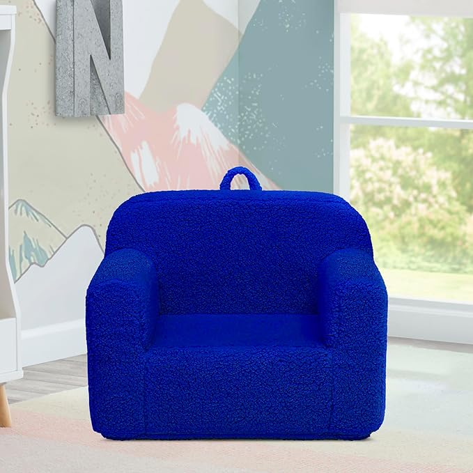 Delta Children Sherpa Cozee Chair - Foam Kids Chair for Ages 18 Months and Up, Royal Blue