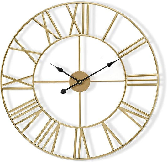 Sorbus Large Wall Clock for Living Room Decor – Easy to Hang 12-Inch Big Wall Clock – Metal Wall Art for Kitchen, Bedroom, Home, Office – Analog Decorative Wall Clock (Gold)