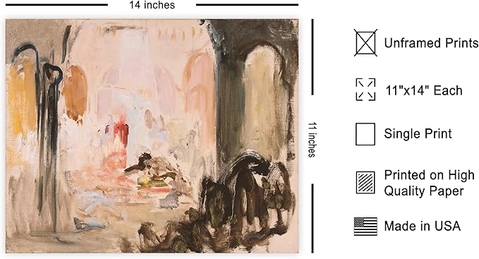 Poster Master Vintage Abstract Print - Retro City Landscape Poster - Modern Art - Moody Painting - Farmhouse Wall Design - Aesthetic Art - Great Living Room or Office Decor - 11x14 UNFRAMED Wall Art