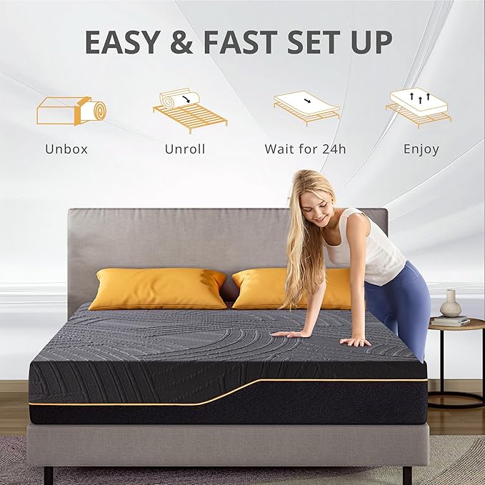 14 Inch King Size Mattress in a Box, Copper Memory Foam Mattress with Cooling Cover, Medium Firm for Pressure Relief, Fiberglass-Free, CertiPUR-US Certified, Foam Made in USA, 76"x80"x14"