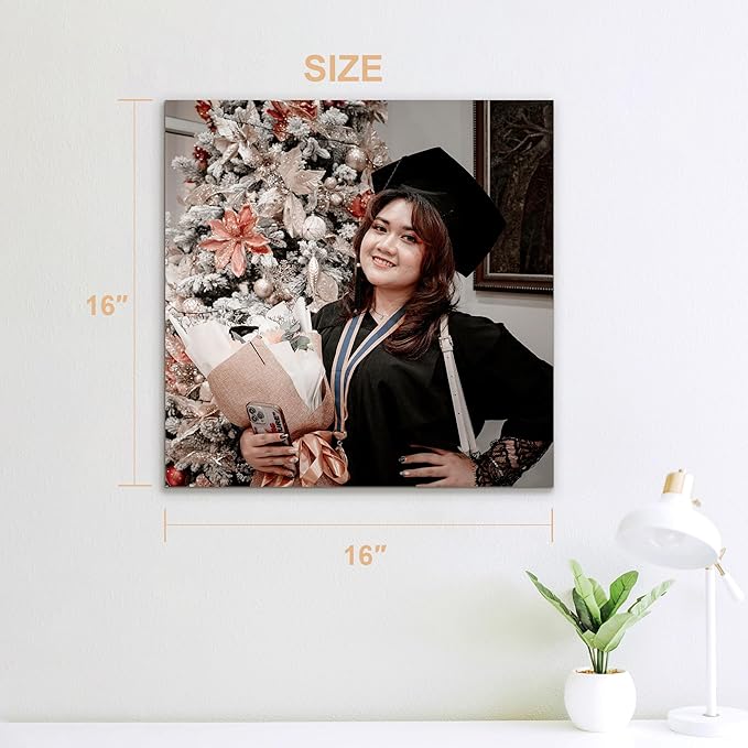 Custom Graduation Canvas Prints with Your Photos,Graduation Decorations, Personalized Graduation Canvas Wall Art Gifts Idea for Daughter, Son, Sibling or Friend (16" X 16")
