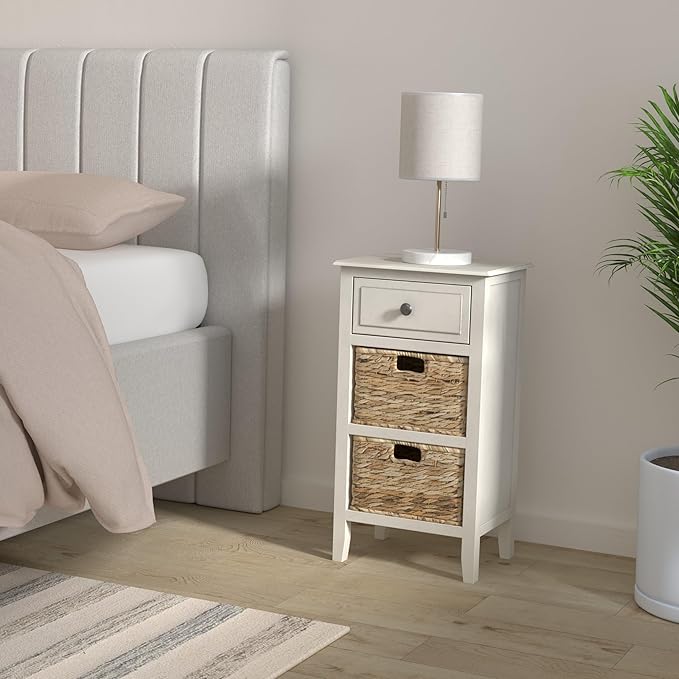 Safavieh Home Collection Everly Drawer Vintage Grey 1-Drawer 2 Removable Baskets Side Table