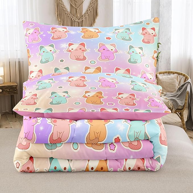 Tailor Shop Cat Girls Comforter Sets Queen Size,Cat Bedding Sets for Girls Kids Teens with 1 Pillowcase……