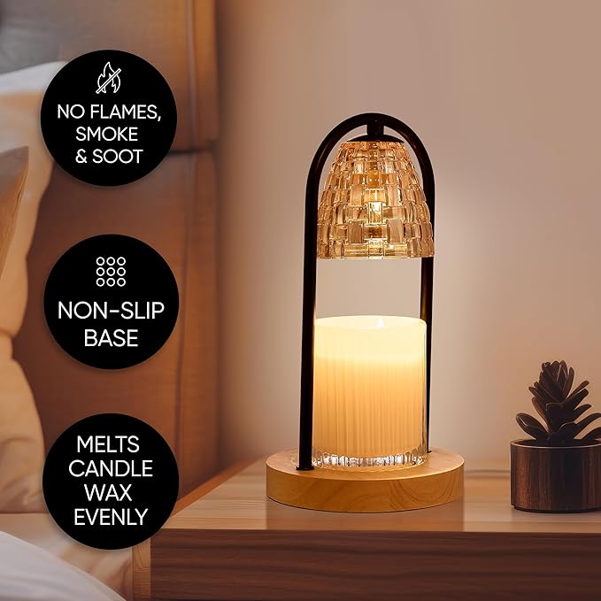 Sheffield Home Glass Candle Warmer Lamp – Elegant Candle Warmer for Long-Lasting Fragrance, Sleek Design, 11x6, Black Dome Glass