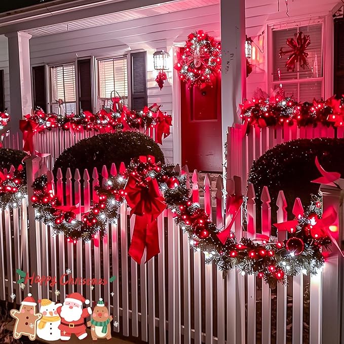 JMEXSUSS 132ft Red and White Christmas Lights Outdoor with Remote, 400 LED String Lights Indoor Plug in with Remote, 8 Modes Christmas Fairy Lights for Bedroom Tree Party Christmas Decorations