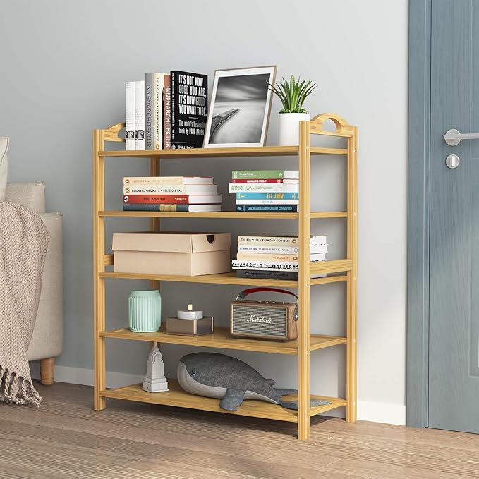 UDEAR Bamboo Shoe Rack 5-Tier Shoe Storage Organizer Entryway Shoe Shelf