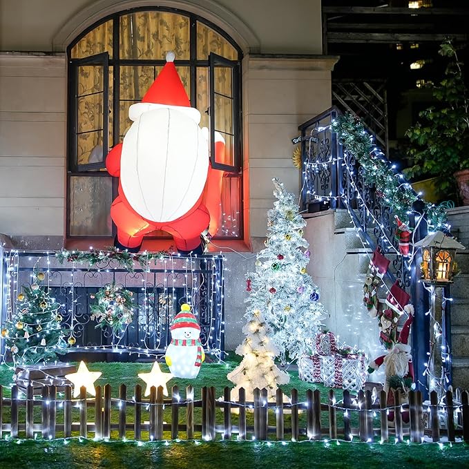 JMEXSUSS 500 LED White Christmas Lights, 8 Modes 163ft Waterproof Christmas Light Outdoor Plug in with Remote Control, Clear Wire String Lights for Tree Outside Yard Wedding Decorations