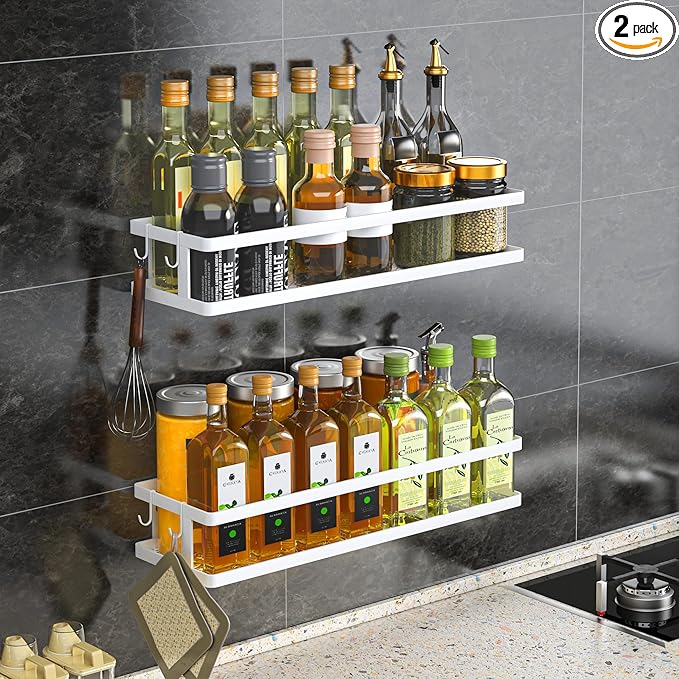 PUSDON Metal Wall Hanging Basket 2 Packs DIY Suitable for Multiple Scenes - Large White Guardrail