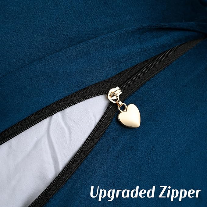 FUTEI Navy Blue Chenille Throw Pillow Covers 12x20 Inch Set of 2,Soft Cozy Bound Edge Design Lumbar Pillow Cases,Home Decor for Couch Bed Living Room