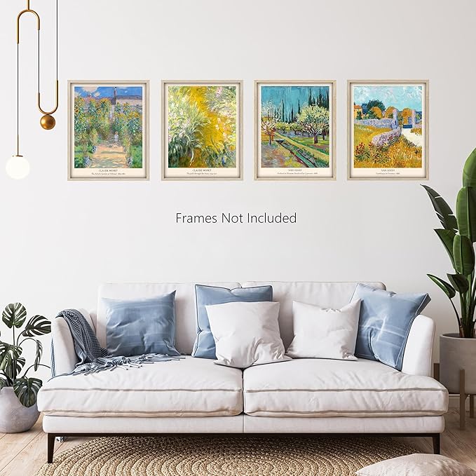 AIOAIFUT Famous Impressionist Artists Van Gogh Claude Monet Vintage Wall Art Prints, Set of 4, 8x10 inches, Unframed