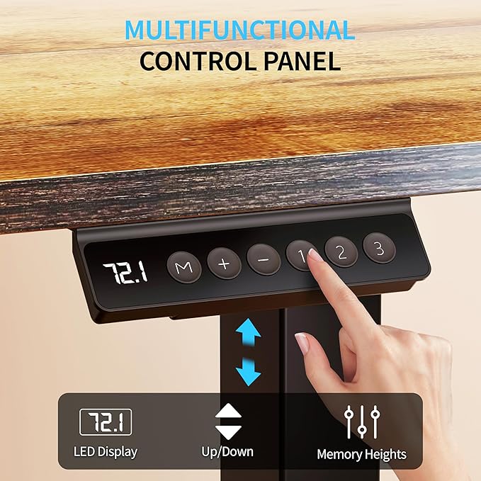 BIZUM Electric Standing Desk, 55" x 24" Height Adjustable Desk, Rustic Brown Sit to Stand Desk Memory Gaming Computer Workstation for Home Office