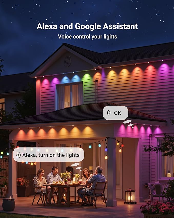 Permanent Outdoor Lights, 100ft RGBICWWPW Christmas Lights with 72 Triple-LED, IP67 Waterproof, 45lm Tunable White for Christmas Decorations, Daily and Holiday, Works with Alexa, Google Assistant