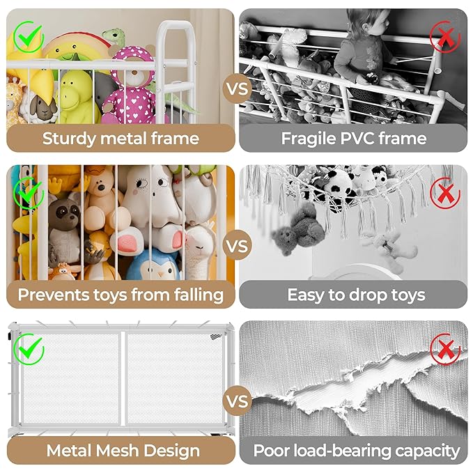 GRANNY SAYS Stuffed Animal Storage, Plushies Storage with Wheels, Stuffed Animal Zoo Storage Tube, Toy Storage Organizer, Stuffed Animal Holder for Kids Room, Playroom, Nursery, White