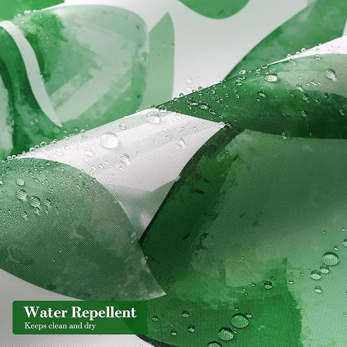 MitoVilla Emerald Green Shower Curtain, Plant Leaves Chic Fabric Shower Curtains for Rustic Vintage Bathroom Decor, Spring Modern Botanical Shower Curtain, 72x72