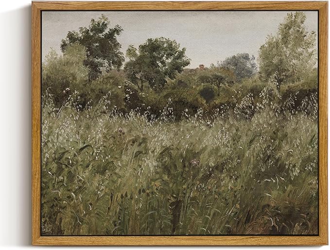 InSimSea Framed Canvas Wall Art Vintage Decor, Grassland Nature Framed Artwork for Walls, Nature Scenic Living Room Pictures Wall Decoration, Bathroom Bedroom Office Decor, 9"x11"