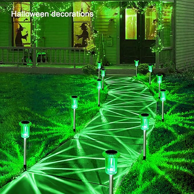 Halloween Solar Lights Outdoor 10 Pack Solar Pathway Lights Outdoor Halloween Decorations Waterproof Yard Lighting for Driveway Garden Walkway Path Landscape Lawn