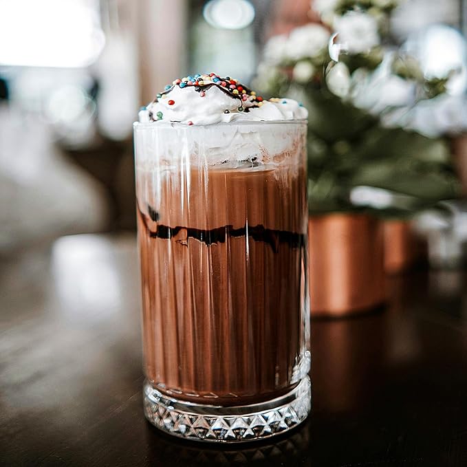 Highball Glasses Set of 6-15 oz Tall Glasses Drinking Set - Elegant Glassware Drinking Glasses for Water, Ice Coffee, Cocktail, Cold Beverage