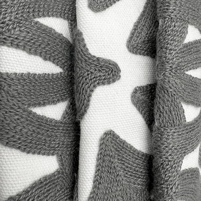 Alysheer Embroidered Decorative Throw Pillow Cover 18x18 inch, Cozy Warm Boho Mandala Chic Embroidery Pattern Gray Cotton Cushion Case for Sofa Couch Bed Living Room Decor (Grey)