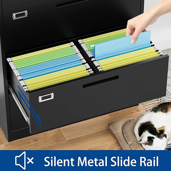 Lateral File Cabinet with 5 Drawers - Metal Steel Filling Cabinets for Home Office - Lockable Storage Cabinet for Hanging Files Letter/Legal/F4/A4 Size-Assembly Required