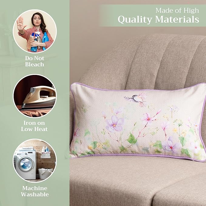 Maison d' Hermine Decorative Pillow Covers 12x20 Inch Rectangle 100% Cotton Throw Pillow Covers with Invisible Zipper for Living Room Couch, Chair, Sofas, Bedroom, Home (Magnolia Mornings)