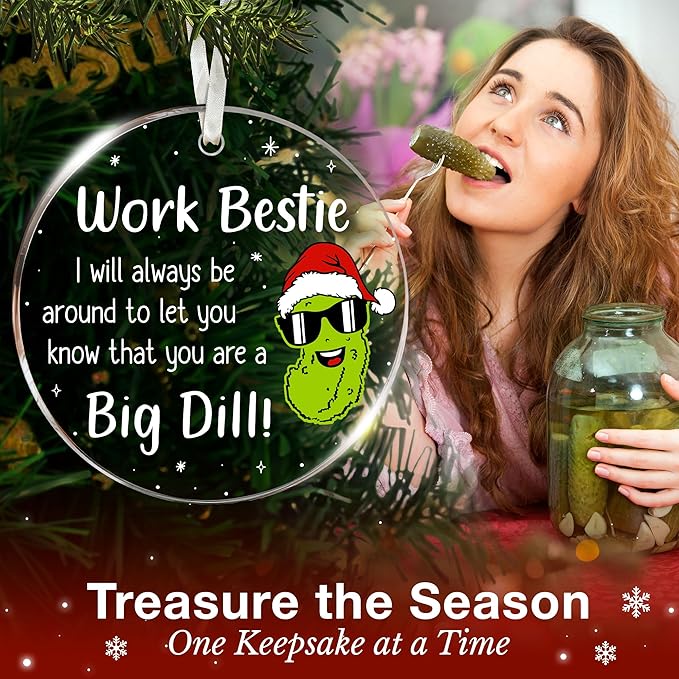 Work Bestie Ornament - Delightful Pickle Ornaments for Christmas Tree, Ideal Funny Work Ornaments for Coworkers, Unique Christmas Pickle Ornament, Perfect for Co-Worker 2025