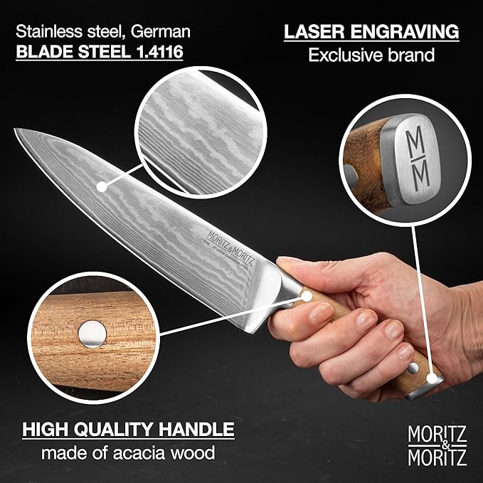 Damascus Knife 8 Inches | Professional Chef’s Knife | 67-Layer Damascus Steel – Razor Sharp Blade – Ergonomic Acacia Wood Handle – Versatile Kitchen Knives